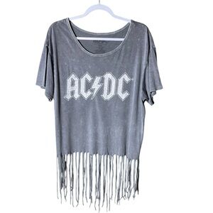 AC DC Graphic Burnout Band Tee Top Size XXL Hard Rock Fringe Grunge‎ Festival